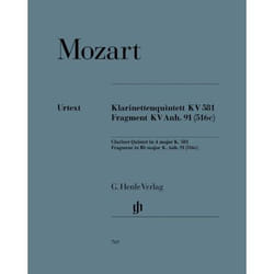 Partitions classique HENLE VERLAG MOZART W.A. - CLARINET QUINTET A MAJOR K. 581 AND FRAGMENT K. ANH. 91 (516C) Musique de chambre