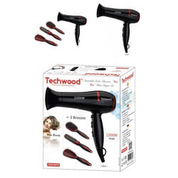 Sèche Cheveux - Pro - 2200W - 3 Températures - 2 Vitesses - 3 Brosses Incluses