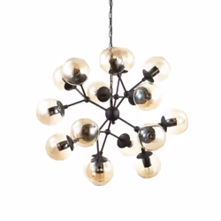 Ideal Lux Kepler sp18, Noir, Ambre, Métal, Verre, Rond, Mat