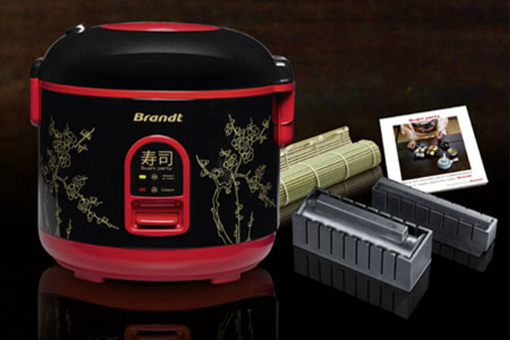 Cuiseur à Riz BRANDT Sushi Party 1.2L - Fonction Maintien Au Chaud - Kit Sushi Inclus - Noir/Rouge