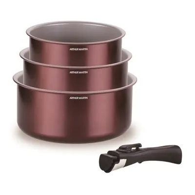 Set De Casseroles Backen 8 Pièces - 16,18,20 Cm Inox Induction, Poignée Amovible, Garantie 5 Ans