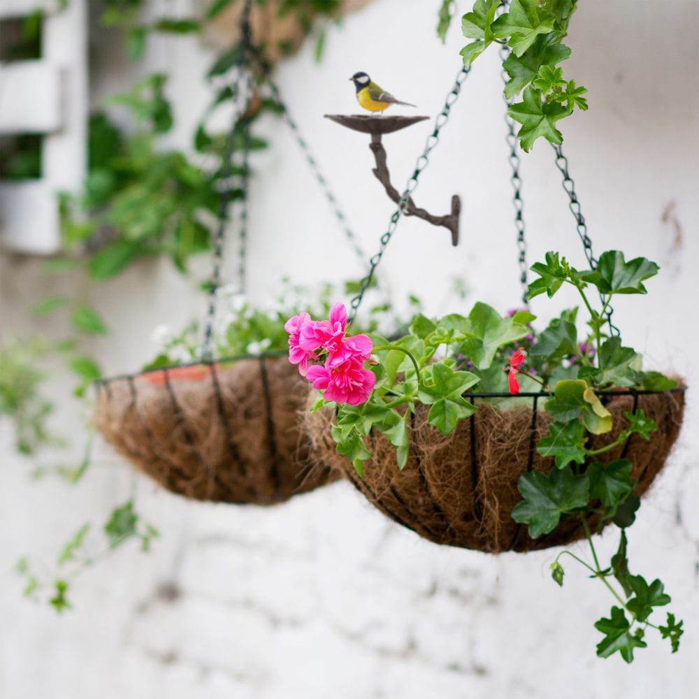 Abreuvoir En Fonte Sur Pied Relaxdays - Mangeoire Décorative Pour Oiseaux Sauvages 74,5 Cm Hauteur
